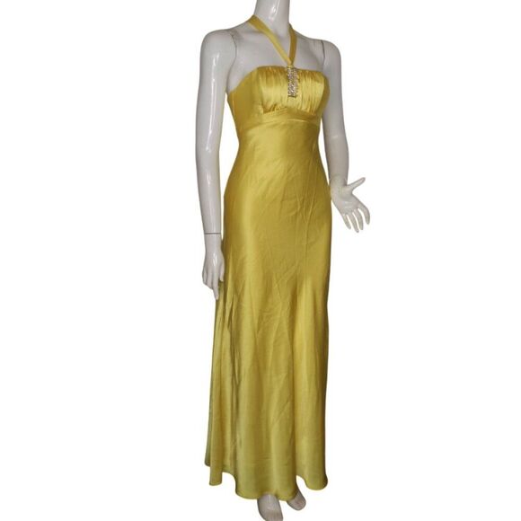 GUNNE SAX/JESSICA MCCLINTOCK Gown, 1, Yellow, Strappy, Bejeweled Centerpiece - Picture 3 of 15